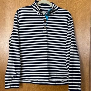 J. Crew quarter button sweatshirt. Navy and white stripe. XL